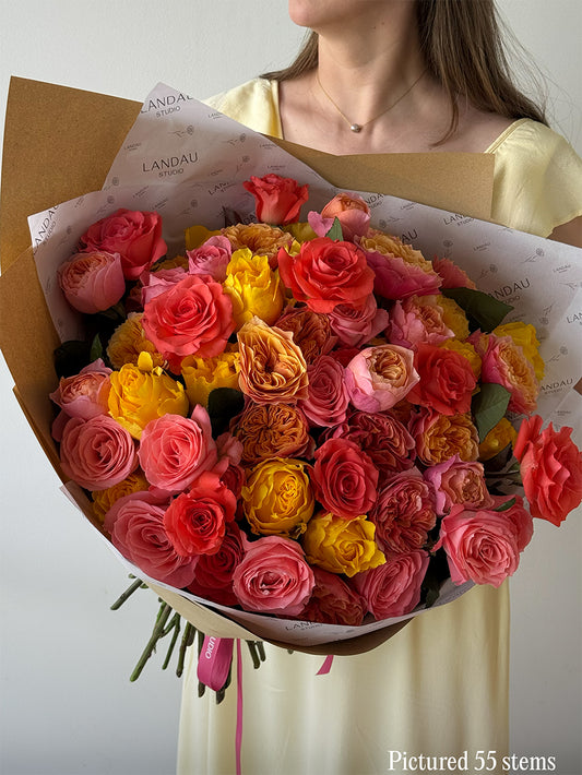 Bali Sunset Premium Garden Roses Bouquet