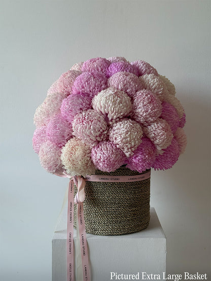 Mono Chrysanthemum Peony Mums in a Basket